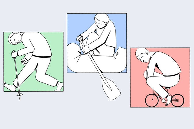 illustrations of people doing outdoor activities in a small square